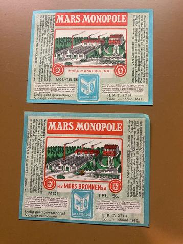 2 verschillende limonade etiketten mars bronnen mol beschikbaar voor biedingen