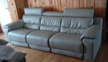 3 zit leder zetel met elektrische relax, Trois personnes, Banc droit, Comme neuf, Enlèvement