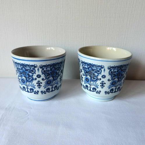 Frankton Tegelen c.v. – 2 x vintage bloempot cachepot (lot), Antiek en Kunst, Antiek | Keramiek en Aardewerk, Ophalen of Verzenden