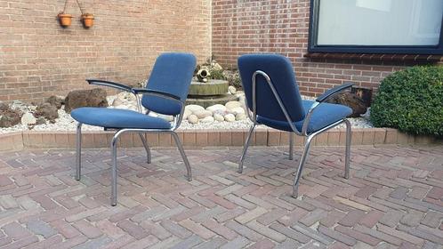 Vintage Gispen de Wit fauteuils, Huis en Inrichting, Fauteuils, Zo goed als nieuw, Metaal, Stof, 50 tot 75 cm, Minder dan 75 cm