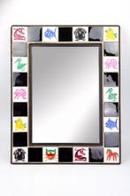 spiegel met vintage keramische tegels, Minder dan 100 cm, Gebruikt, Rechthoekig, 50 tot 75 cm