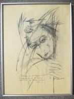 houtskool fusain D. LAMBERTS 'L' homme est le roseau' Pascal, Antiek en Kunst, Ophalen of Verzenden
