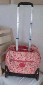 Kipling roze en rode bloementrolley + aap, Gebruikt, Aktetas of Boekentas, Roze, 30 tot 40 cm