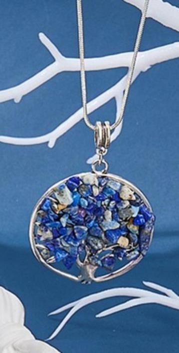 Ketting met hanger Levensboom met lapis lazuli beschikbaar voor biedingen