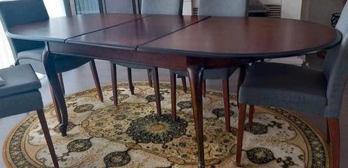 Eettafel ovaal mahonie hout hier opgesteld met tussenstuk., Huis en Inrichting, Tafels | Eettafels, Ovaal, Ophalen