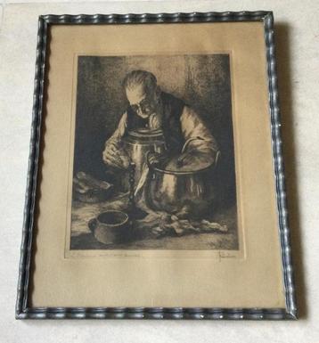 Gesigneerde ets van Jef Codron(1882-1942) keurig ingelijst, Antiquités & Art, Enlèvement ou Envoi