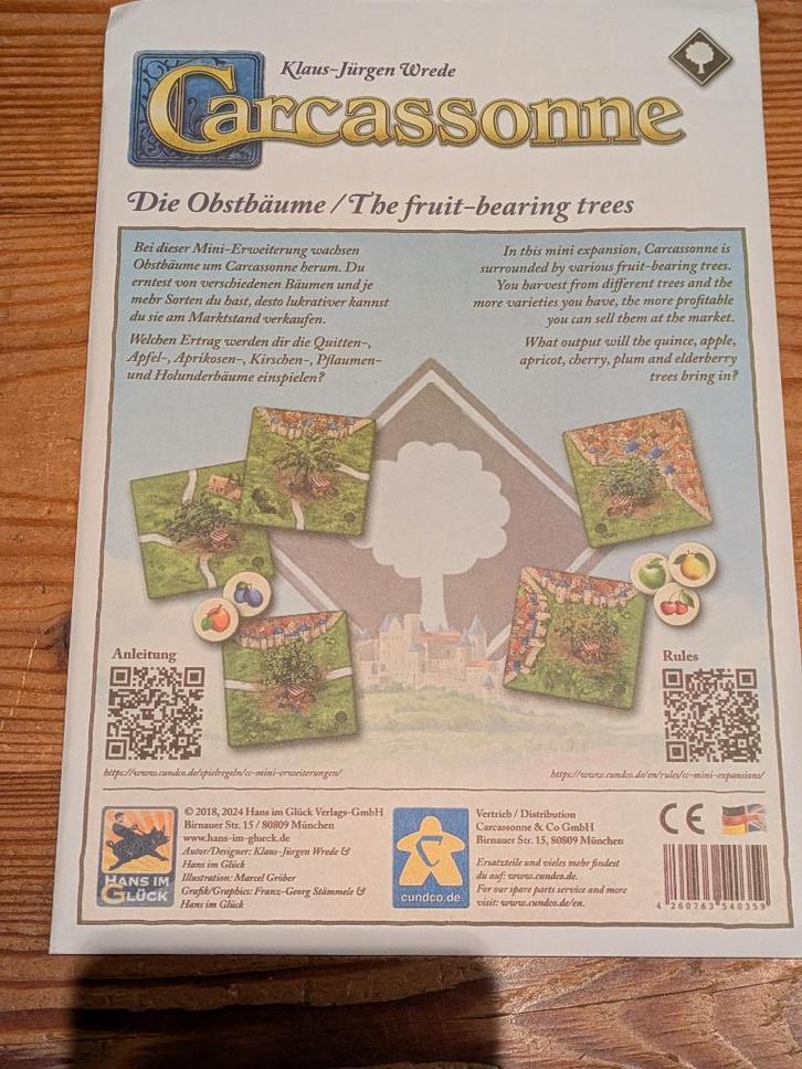 Carcassonne mini-uitbreiding 'De fruitbomen', Hobby en Vrije tijd, Gezelschapsspellen | Bordspellen, Nieuw, Een of twee spelers