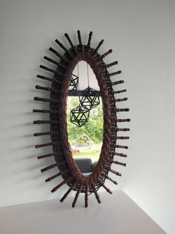 1970s vintage Boho bamboe spiegel 
