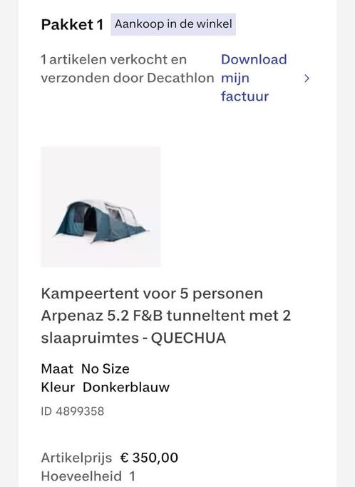 Kampeertent voor 5personen blauw/wit Arpenaz 5.2, Caravans en Kamperen, Tenten, tot en met 4, Nieuw, Ophalen