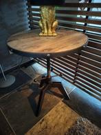 Ronde bijzettafel 50 zwart staal & gerecycleerd olmenhout, Huis en Inrichting, Tafels | Bijzettafels, Minder dan 55 cm, Rond, Zo goed als nieuw