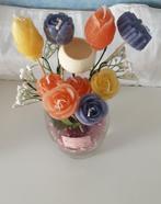 Bouquet de fleurs bougies parfumées dans joli  v, Ophalen of Verzenden, Nieuw, Overige kleuren, Kaars