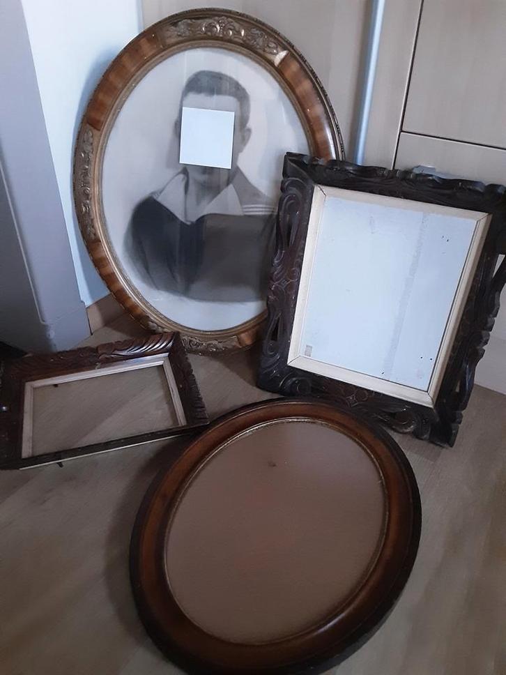 Ovalen fotokader en rechthoekige houtsnijwerk! vanaf, Audio, Tv en Foto, Fotografie | Fotolijsten, Zo goed als nieuw, Ophalen