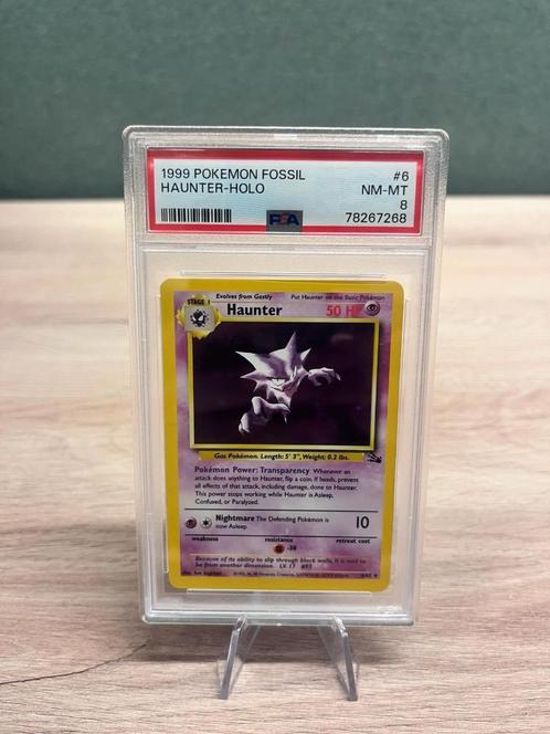 Haunter Holo PSA 8 - 6/62 - Fossil, Hobby en Vrije tijd, Verzamelkaartspellen | Pokémon, Zo goed als nieuw, Losse kaart, Foil