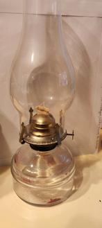 Lampe à pétrole à mèche rétro en verre transparent, Antiquités & Art, Enlèvement ou Envoi