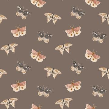 Jersey digital stof butterflies taupe. beschikbaar voor biedingen