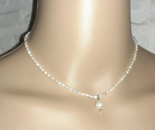 Ketting zoetwaterparel met parel hanger, Handtassen en Accessoires, Kettingen, Nieuw, Steen of Mineraal, Wit, Met edelsteen, Met hanger