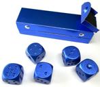 set dobbelstenen 5 stuks, metalic blauw, nieuw, Hobby en Vrije tijd, Ophalen of Verzenden