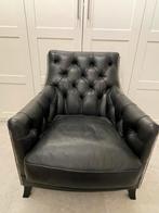 Rustieke zwarte lederen fauteuil, Comme neuf, Enlèvement, Cuir, 50 à 75 cm