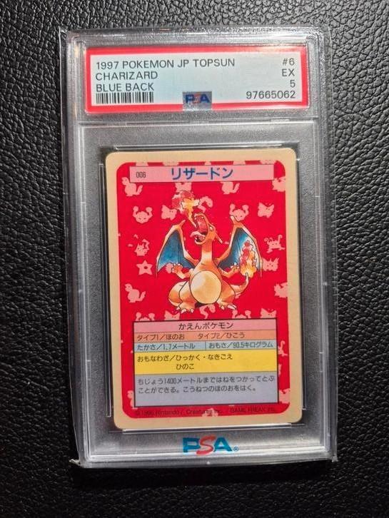 pokémon charizard topsun blue back japanese psa 5, Hobby en Vrije tijd, Verzamelkaartspellen | Pokémon, Zo goed als nieuw, Ophalen of Verzenden