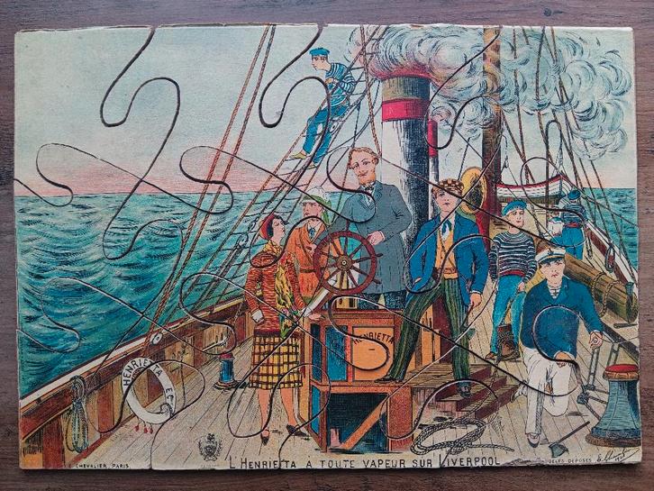 Antieke legpuzzels J. Verne "Le Tour du Monde en 84 Jours", Antiek en Kunst, Antiek | Speelgoed, Ophalen of Verzenden