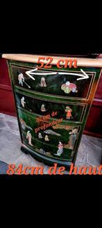 meuble chinois en bois laqué noir av. 2 tiroirs et 2 portes, Enlèvement, Utilisé
