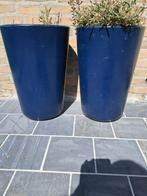 1 Grote blauwe bloempot (zie foto's), Tuin en Terras, Ophalen, Tuin, Kunststof, Gebruikt