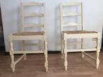 Schitterende Vintage Brutalist stoelen met wit gepatineerd r, Huis en Inrichting, Stoelen, Zo goed als nieuw, Ophalen