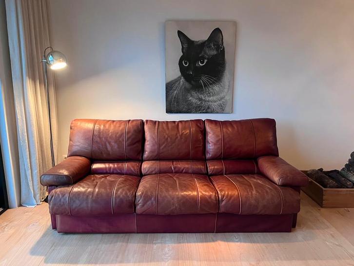 Set van 2 lederen zetels, Huis en Inrichting, Zetels | Zetels, Gebruikt, Rechte bank, 250 tot 300 cm, 100 tot 125 cm, Leer, Ophalen