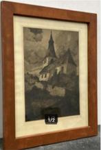 Gravure L Eglise d'Attert signe Camille Barthélémy, Ophalen of Verzenden