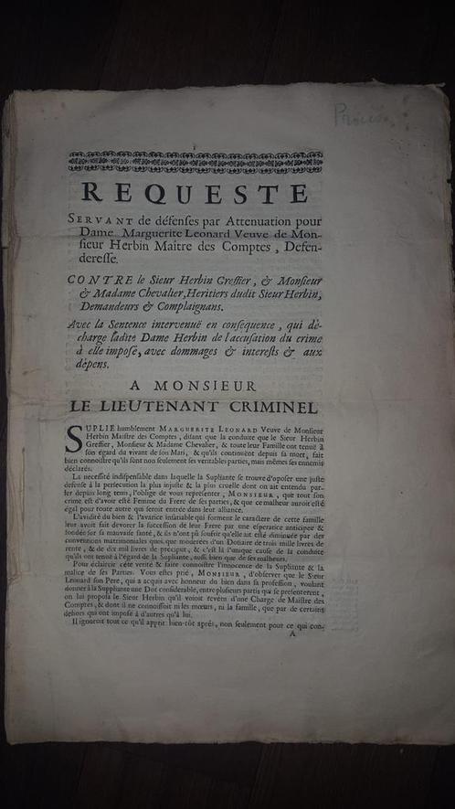 document in een moordzaak van jaar 1678, Antiek en Kunst, Antiek | Boeken en Manuscripten, Ophalen of Verzenden
