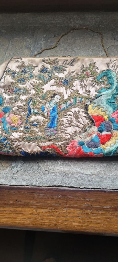 Mooi oud handtasje handwerk, Handtassen en Accessoires, Portemonnees, Ophalen, Gebruikt