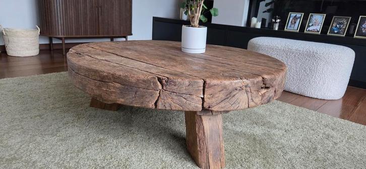 Antique salon tafel, Huis en Inrichting, Tafels | Salontafels, Gebruikt, Minder dan 50 cm, 50 tot 100 cm, 50 tot 100 cm, Rond