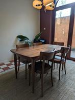Vintage uitschuifbare tafel + 5 stoelen, Huis en Inrichting, Ophalen, Gebruikt