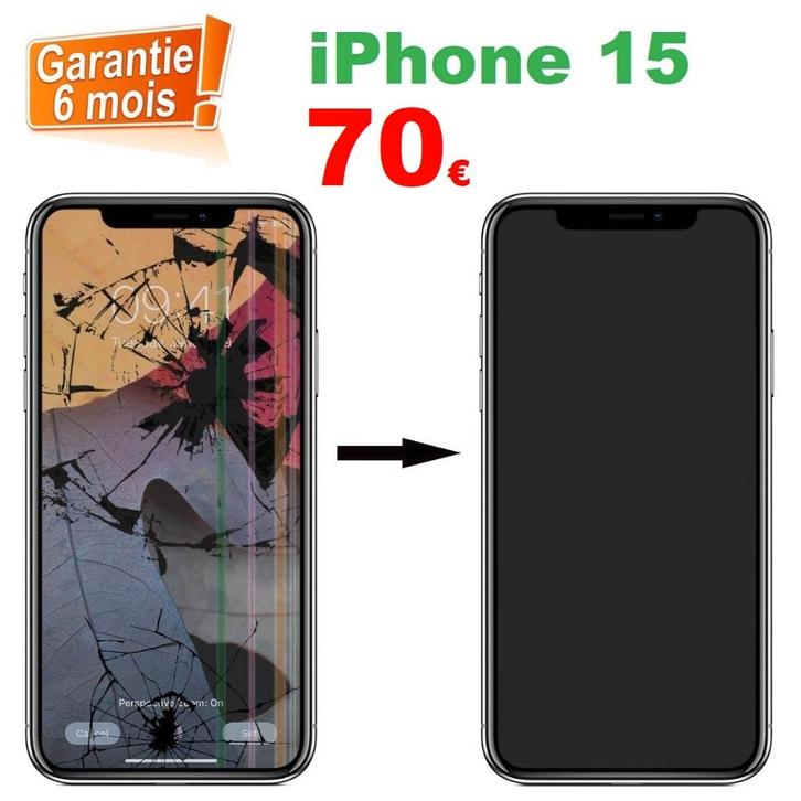 Remplacement /Réparation écran iPhone 15 Garantie 6 mois, Télécoms, Téléphonie mobile | Accessoires & Pièces, Apple iPhone, Enlèvement