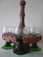 Houten Staander (houder) met 6 wijnglazen (wit, Moezel), Verzamelen, Glas en Drinkglazen, Ophalen of Verzenden