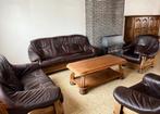 comfortabele salon 3-zit, 2-zit en twee 1 zit zetels + tafel, Huis en Inrichting, Gebruikt, Minder dan 75 cm, 150 tot 200 cm, Hout