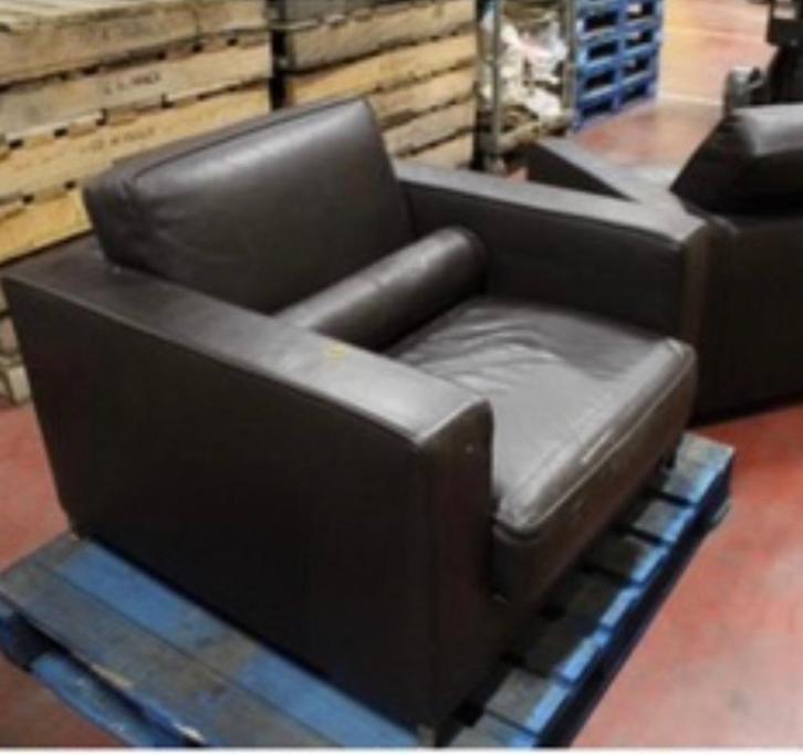 2x Stylish black leather folding armchair, Huis en Inrichting, Zetels | Zetels, Gebruikt, Rechte bank, Eenpersoons, Minder dan 150 cm