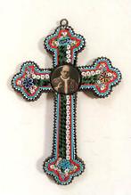 Antiek Glass of Venice micro mozaïek 'Papal' kruis 1925, Ophalen of Verzenden, Gebruikt, Sieraad, Christendom | Katholiek
