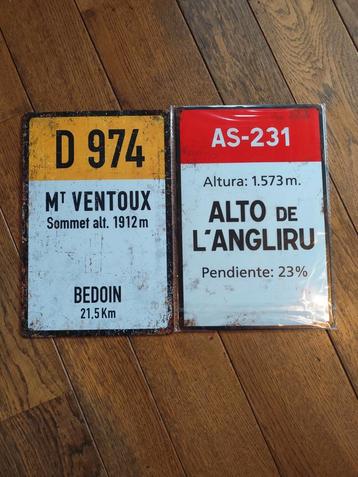 Metalen fietsplaten: mythische cols, zie foto's beschikbaar voor biedingen