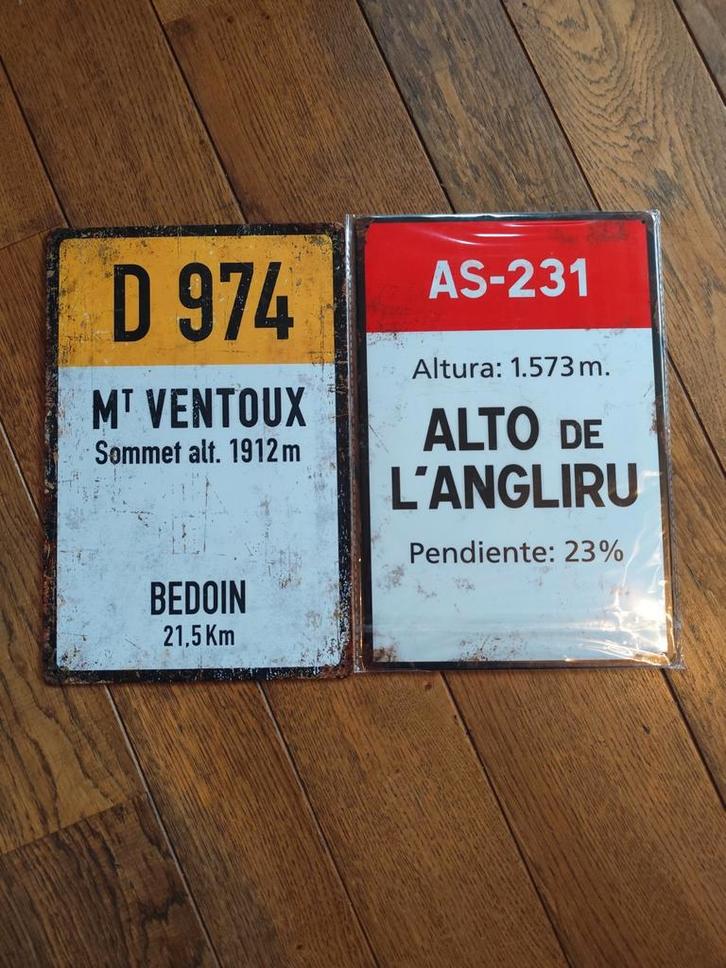 Metalen fietsplaten: mythische cols, zie foto's, Sport en Fitness, Wielrennen, Ophalen of Verzenden