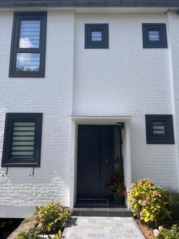 Porte d entree + chassis gris ardoise PVC / Kommerling, Enlèvement, Comme neuf, Fenêtre de façade ou Vitre