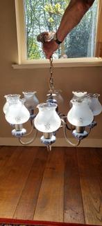 Luster met 8 armen en mooie glazen bollen/ Italië., Huis en Inrichting, Ophalen of Verzenden, Zo goed als nieuw