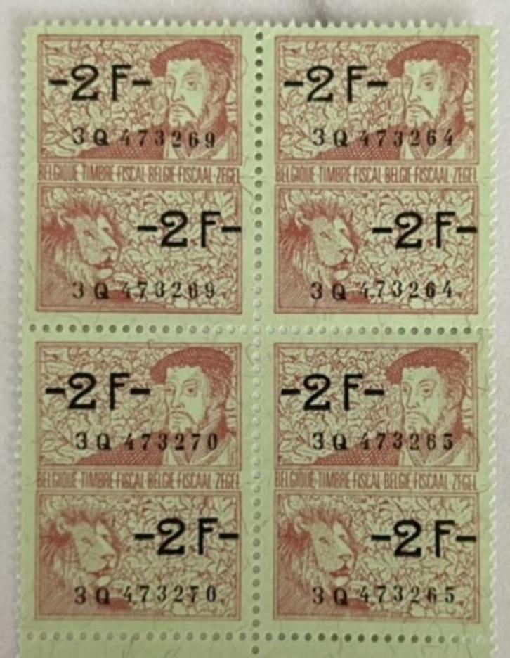 Fiscale zegels België -2 F- Haartooi uit de Renaissance 1989, Postzegels en Munten, Postzegels | Europa | België, Postfris, Niet gestempeld