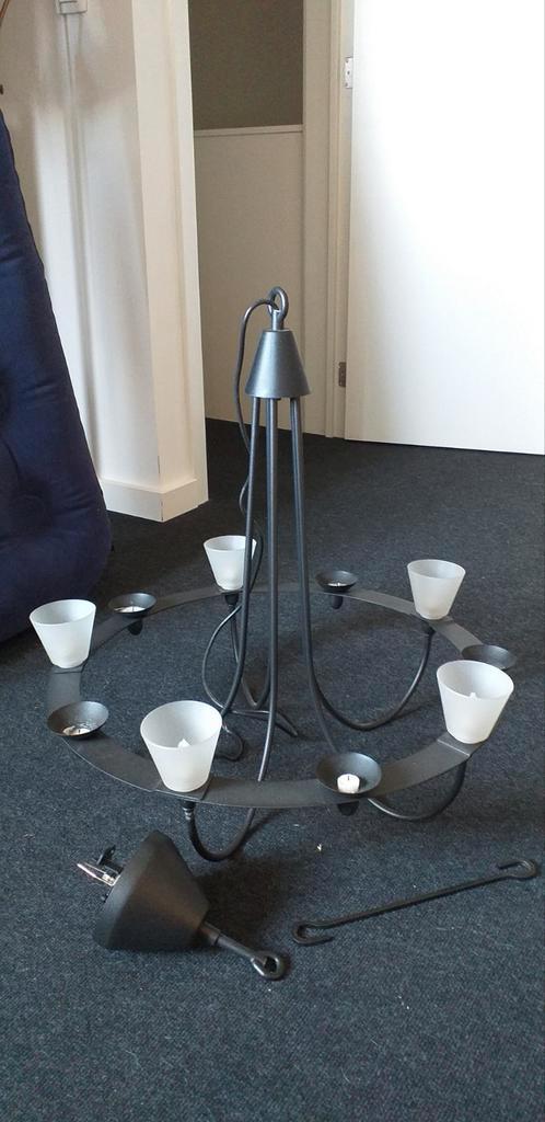 Kroonluchter / kroonluster/luster/hanglamp met lampjes+kaars, Huis en Inrichting, Lampen | Kroonluchters, Zo goed als nieuw, Metaal