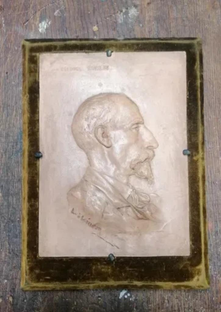 Tableau portrait argile Skiner au colonel Burlin 1870 WW1, Antiquités & Art, Art | Peinture | Classique, Envoi