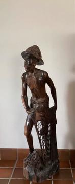 Antieke handgemaakte houten visser 1meter op 38 cm, Antiek en Kunst, Kunst | Beelden en Houtsnijwerken, Ophalen
