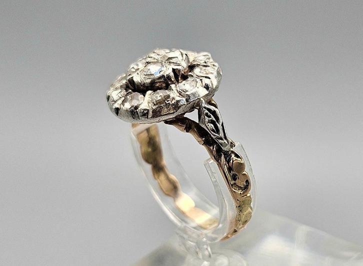 Gouden antieke design ring diamanten Ca: 1.00 ct. 2025/229, Antiek en Kunst, Antiek | Zilver en Goud, Goud, Ophalen of Verzenden