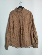 Overhemd heren bruin safariprint large, Kleding | Dames, Ophalen of Verzenden, Zo goed als nieuw, Bruin