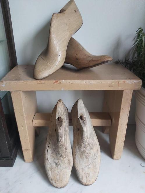 2 paar decoratieve oude houten schoenleesten, Antiek en Kunst, Curiosa en Brocante, Ophalen of Verzenden