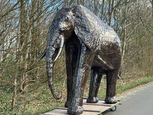 Olifant ''Igor'' XXL - 210 cm - Handgemaakt & Uniek, Tuin en Terras, Tuinbeelden, Dierenbeeld, Metaal, Ophalen of Verzenden